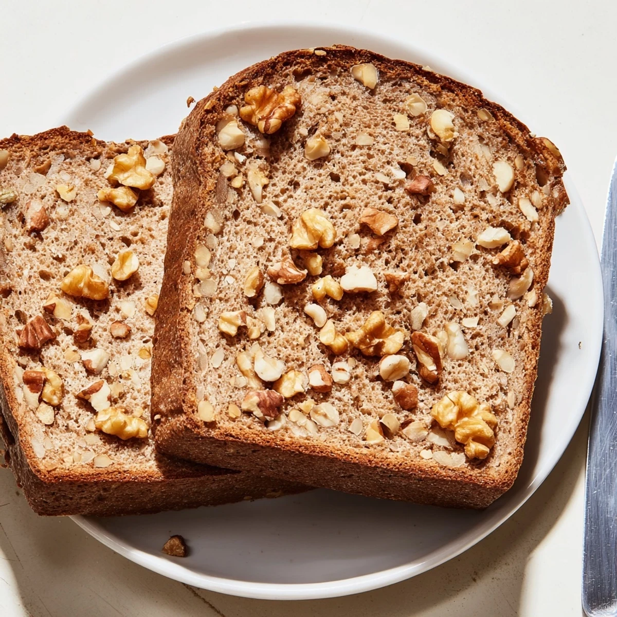 A warm, rustic image of a sliced Nutty Whole Wheat Loaf Bread, perfect for toasted sandwiches.