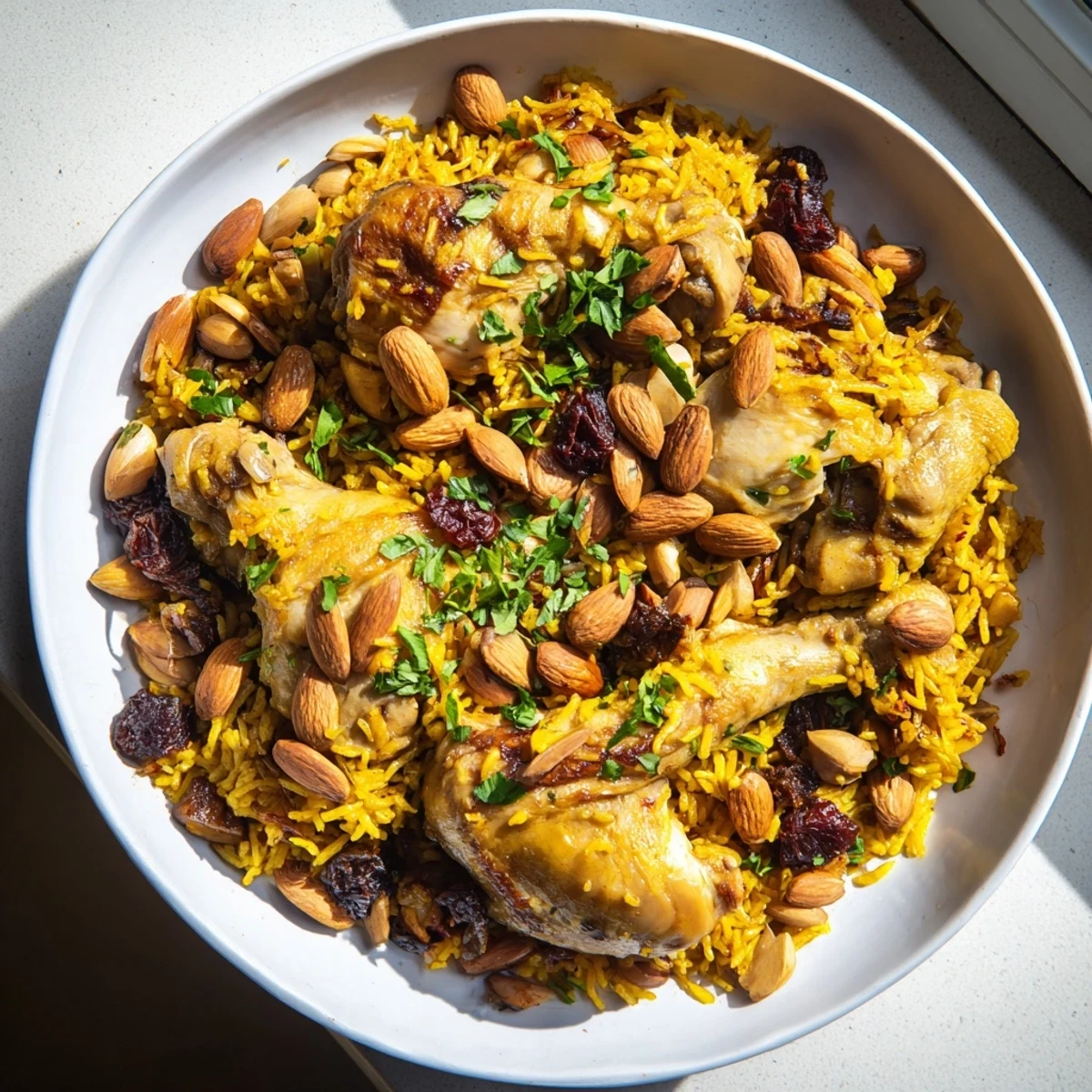 Golden saffron chicken and rice pilaf, a warm and inviting one-pot meal for dinner tonight.