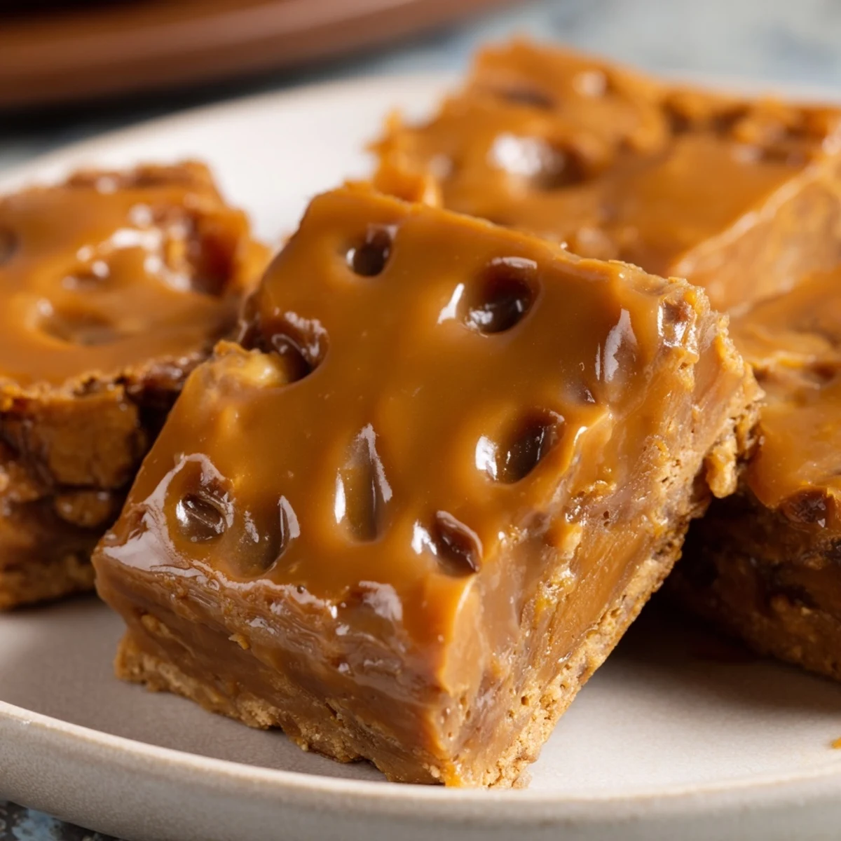 Close-up of a forkful of Weekend Cabin-Style Sticky Toffee Pudding, showing its moist texture and rich toffee glaze.