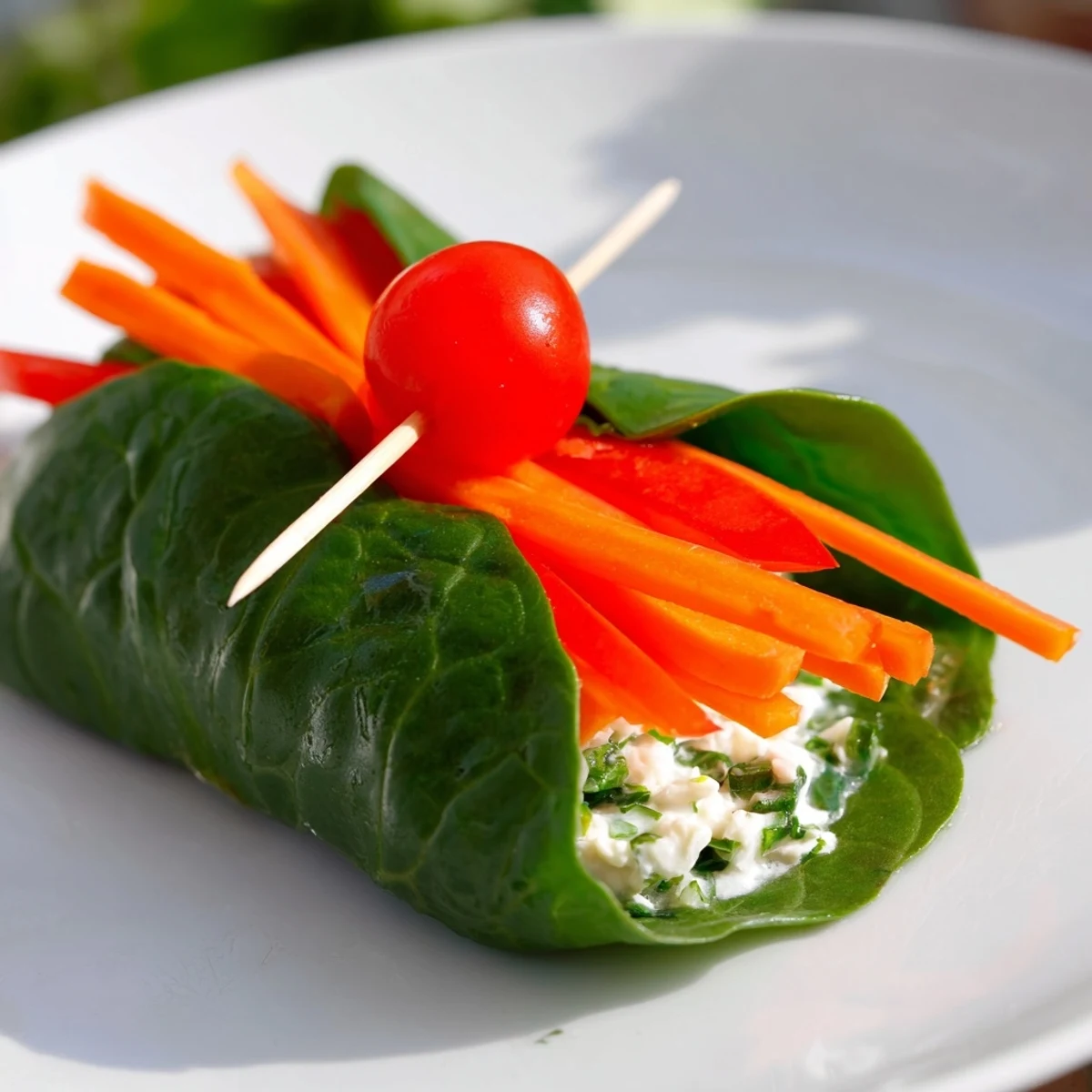 Fresh Holly Leaf Spinach Wraps, beautifully rolled with vibrant veggies and a creamy cheese filling.