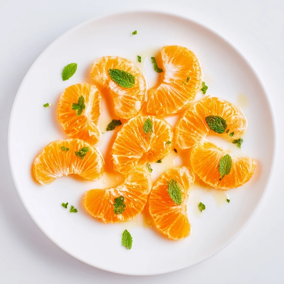 A colorful Clementine and Mint Winter Fruit Salad displayed with vibrant citrus and green herbs.