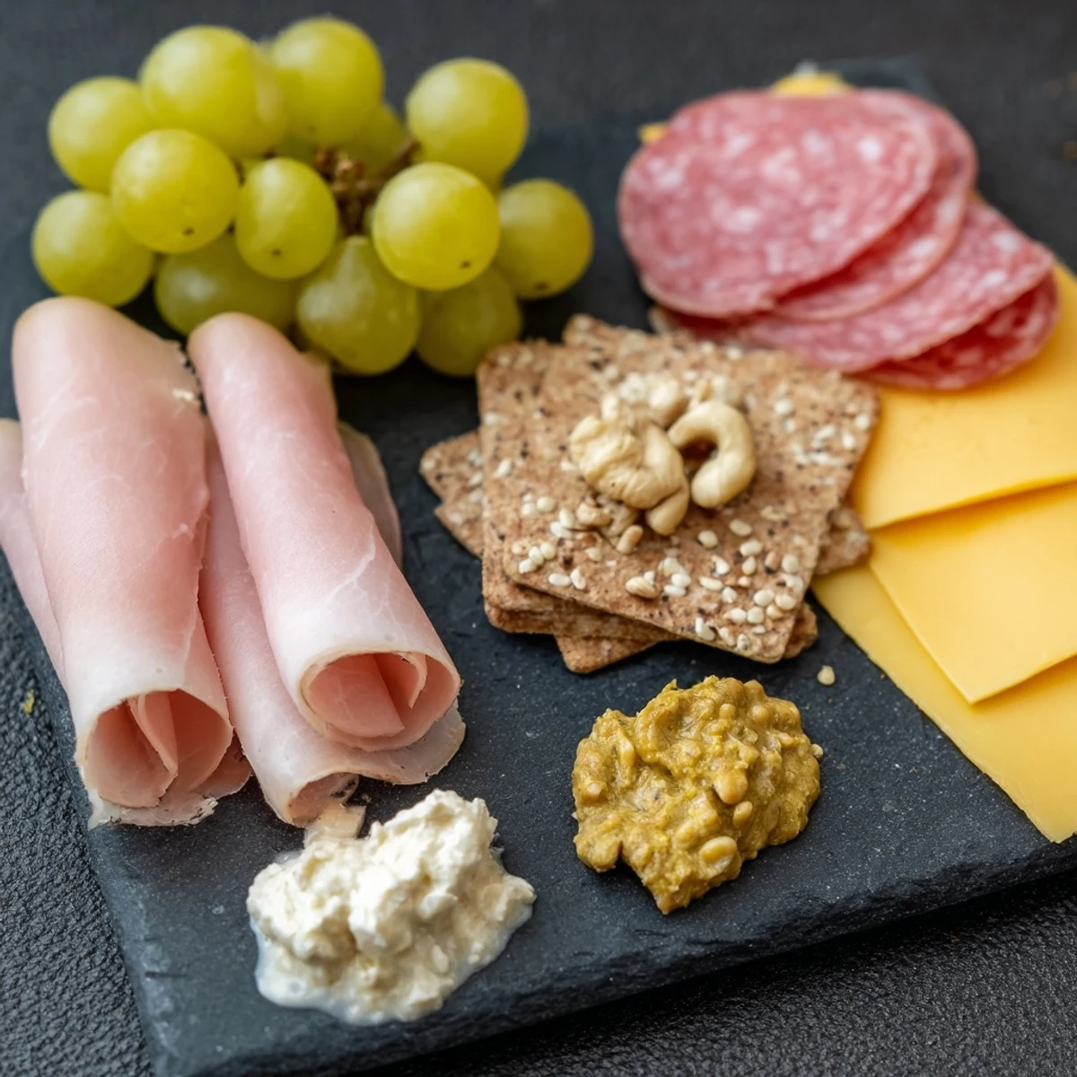 Artfully crafted Charcuterie Board for One, perfect for a quick snack offering flavorful prosciutto and brie.