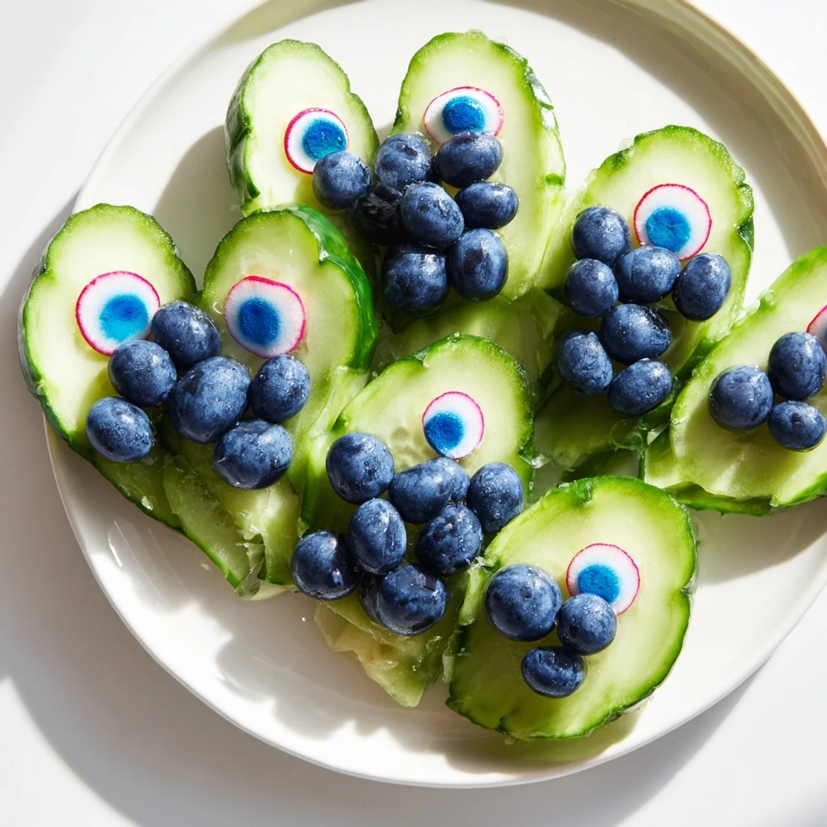 This delightful "Peacock Tail" appetizer presents a beautiful arrangement of colorful fruit and vegetables, a treat!