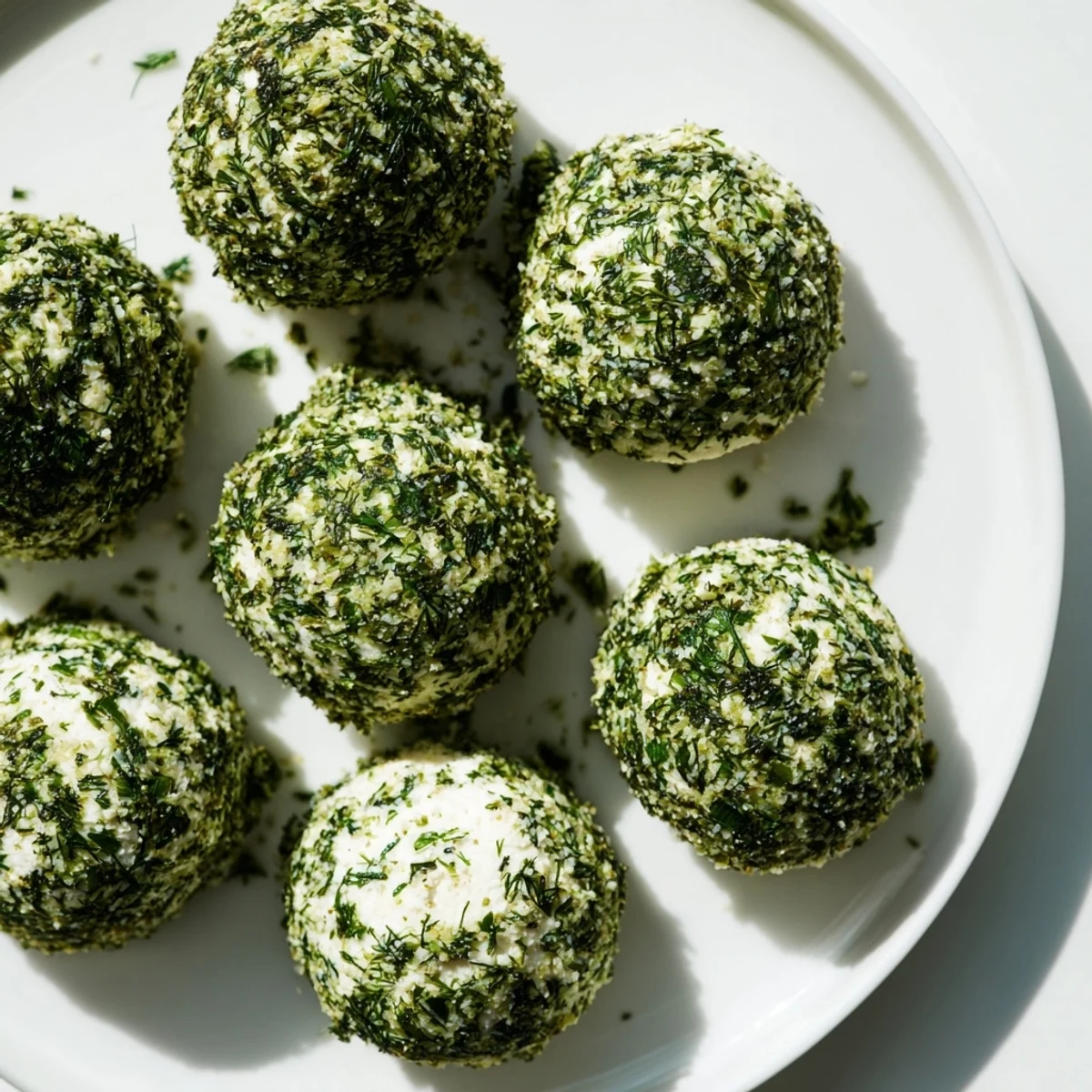Freshly rolled The Mossy Stone appetizers: Herb-coated goat cheese, ready for a cheese platter, ready to serve.