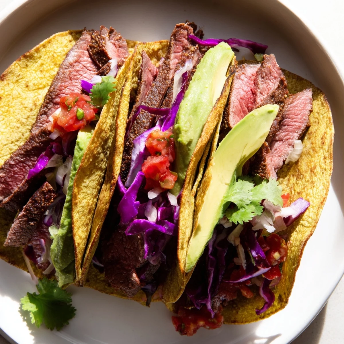 Smoky Coffee-Rubbed Steak Tacos with grilled steak and fresh cilantro; a delicious meal.