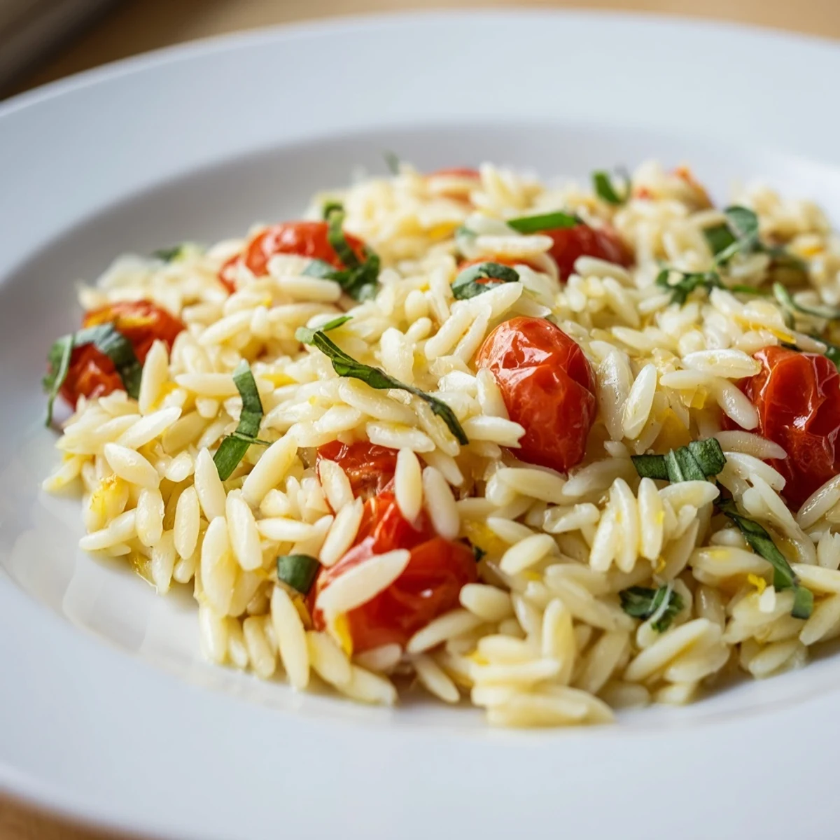Creamy Orzo Tomato Parmesan pasta: a delicious dish with sweet tomatoes and grated cheese.