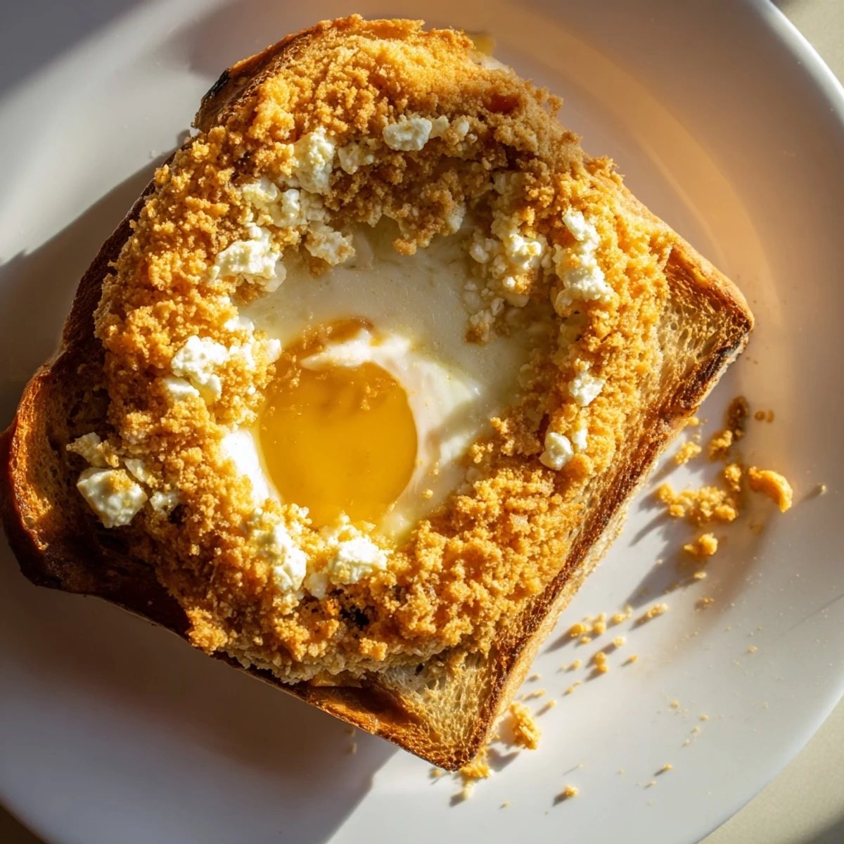 Imagine the textures: flavorful Feta Fried Eggs Grilled Cheese with golden, toasted bread and a runny egg.