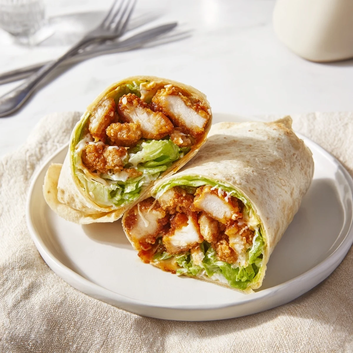 For a quick lunch, the Hot Honey Chicken Caesar Wrap combines fiery-sweet glazed chicken, crisp romaine, and savory Caesar salad, all wrapped in a soft flour tortilla.