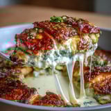 A serving of High Protein Chicken Zucchini Bake on a plate, showcasing bubbly golden cheese and tender chicken pieces for dinner.