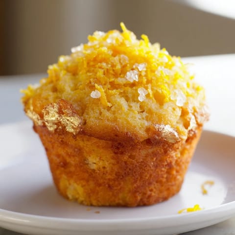 A close-up shot of baked Simple Sweet Lemon Zest Muffins, showing their tender crumb and sugary tops.