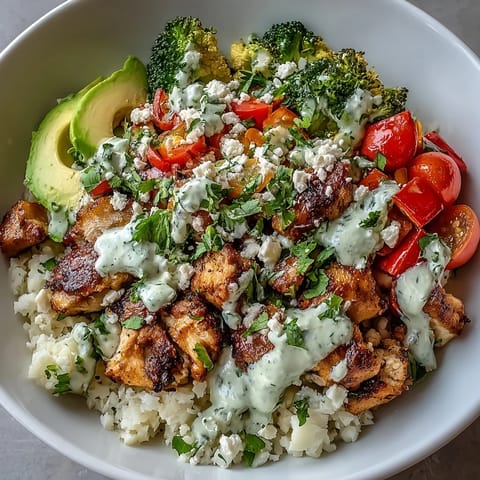Healthy Cauliflower Rice Bowl with sautéed bell peppers and broccoli, perfect for a low-carb dinner.
