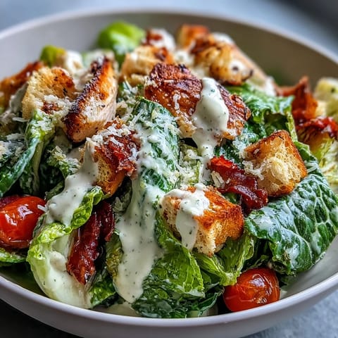 Freshly chopped romaine and golden croutons in a Romaine Caesar Bowl, topped with grilled chicken and shaved Parmesan.