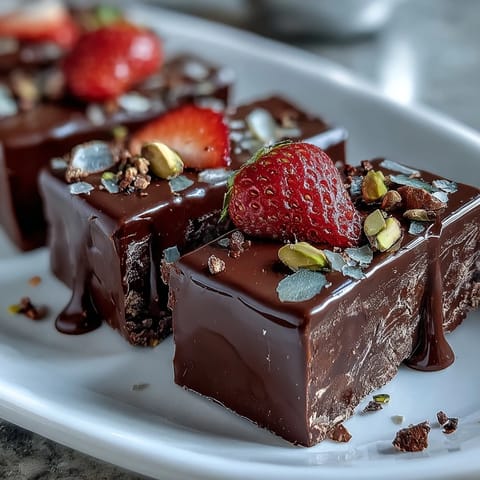 A luxurious Dubai chocolate bark with swirls of dark and white chocolate, topped with fresh strawberries, pistachios, and rose petals.