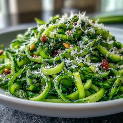 Bright, vibrant shaved asparagus salad with lemon zest and Parmesan curls, perfect for spring entertaining or a healthy lunch.