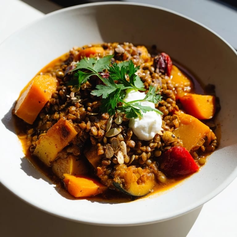 Hearty Wheat-Warm Hearty Lentil Curry: a rustic one-pot meal with warming spices and tender lentils.