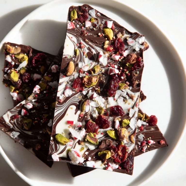 Colorful holiday bark with peppermint and coconut, perfectly broken into festive, edible shards.