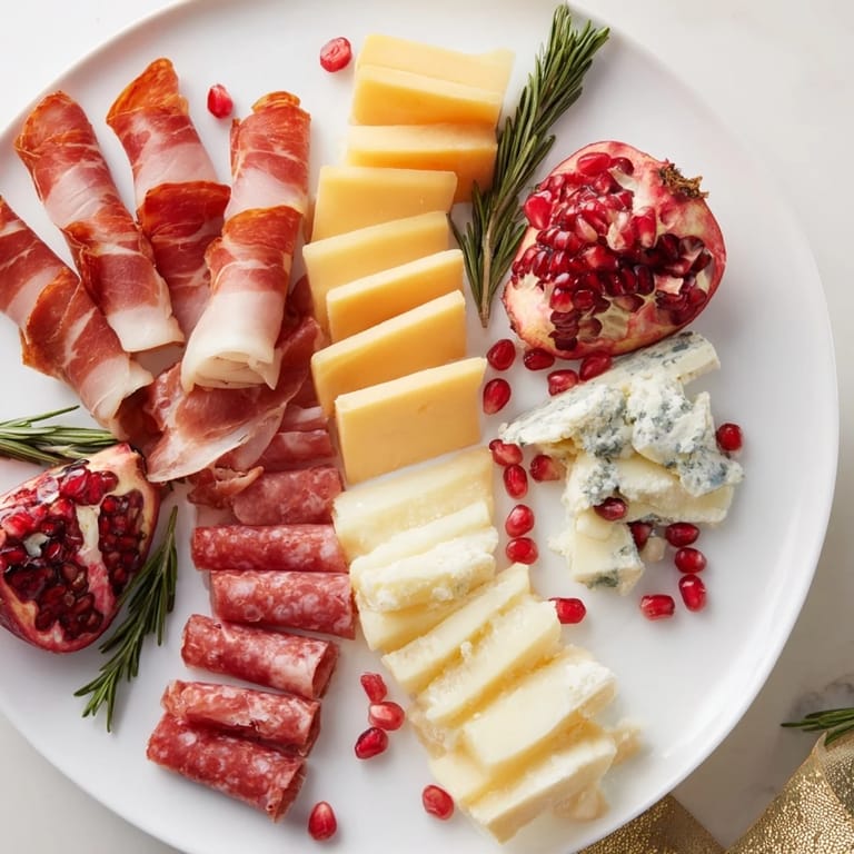 This festive Winter Forest Meat and Cheese charcuterie board showcases cured meats, cheeses, and garnishes.
