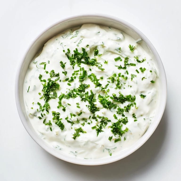 Creamy homemade veggie ranch dip, garnished with green chives and ready to scoop with fresh vegetables.