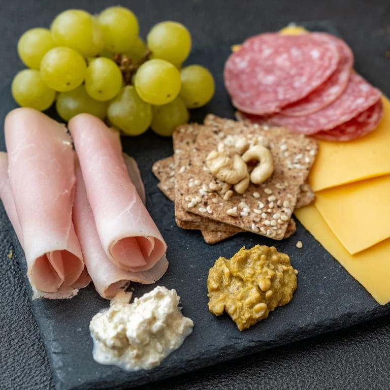 Artfully crafted Charcuterie Board for One, perfect for a quick snack offering flavorful prosciutto and brie.