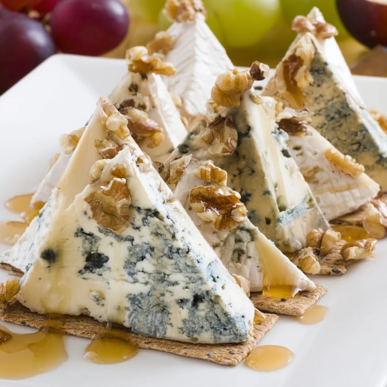 Imagine a vibrant Blue Ridge Mountains cheese platter; blues, nuts, and fruit offer delightful flavors.
