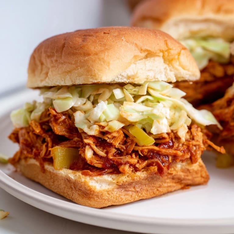 Tender, slow-cooked BBQ jackfruit sliders overflowing with smoky, sweet barbecue flavor and texture.
