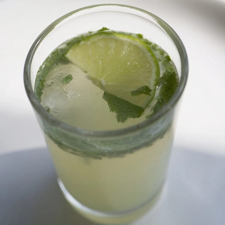 Close-up of a vibrant, homemade Mint Lime Agua Fresca, perfect for any occasion.