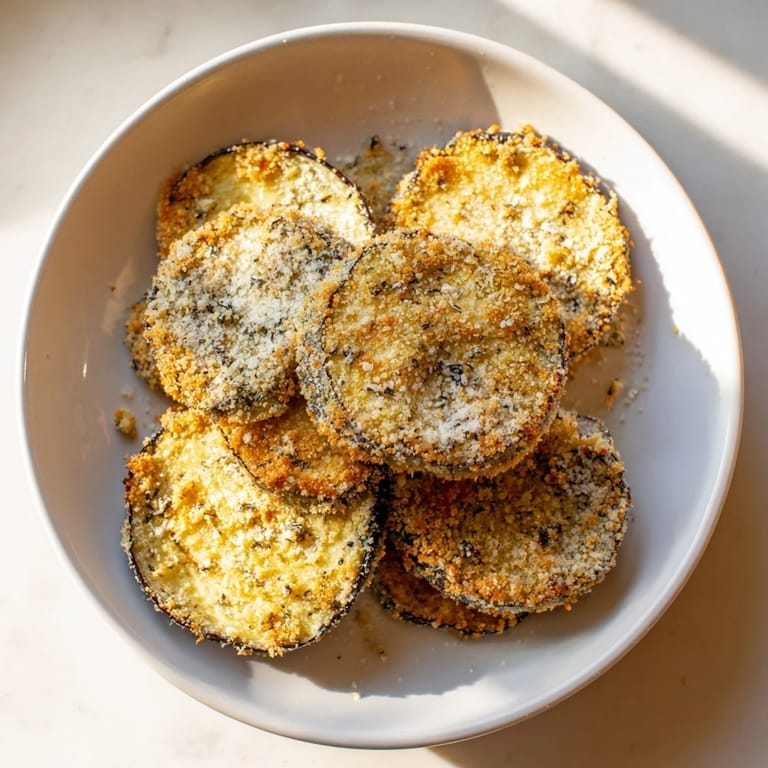 Golden and irresistibly crispy, these Eggplant Parmesan Chips are the perfect, easy vegetarian snack.