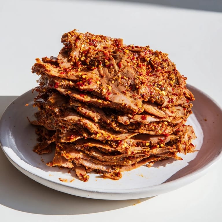 Savory Turkish Döner, expertly cooked, featuring layered meat with a delicious seasoning, ideal for a satisfying meal.