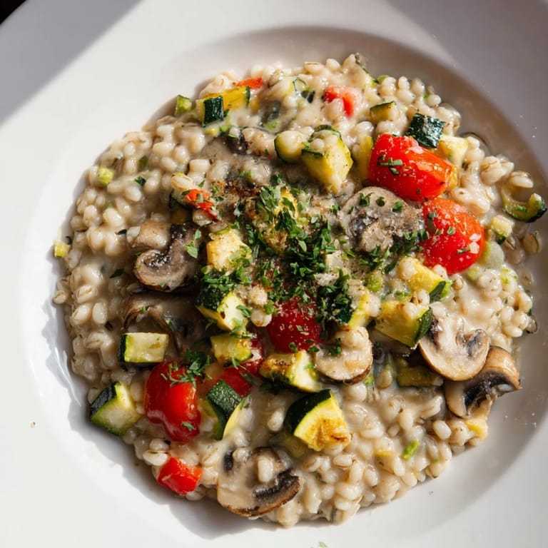 Serve this creamy pearled barley bowl garnished with fresh parsley and a sprinkle of Parmesan for a wholesome lunch.