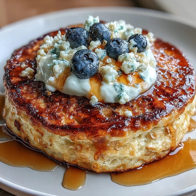 Golden-brown Protein Power Pancakes sizzling on a griddle, made with Greek yogurt and oats for a protein-packed start to your day.  