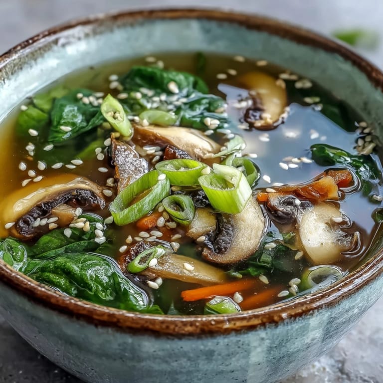 Topped with toasted sesame seeds and fresh cilantro, this Miso Ginger Winter Soup is ready to serve.