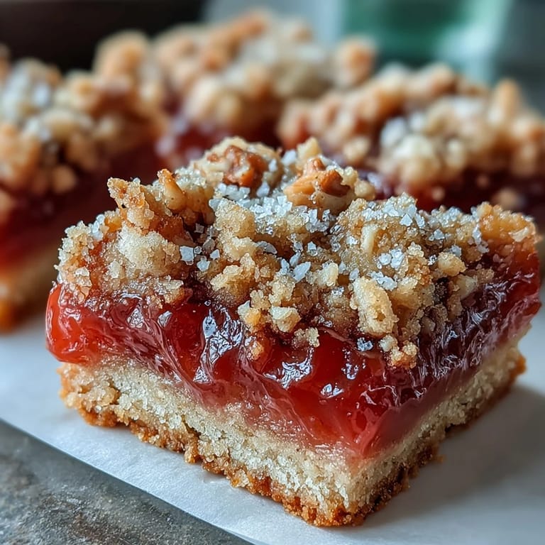 A glass dish of Guava Jam Bars served with a scoop of vanilla ice cream.