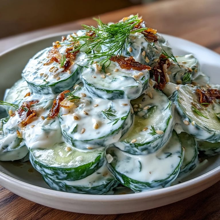 Vibrant TikTok cucumber salad ready to serve with a zesty finish.