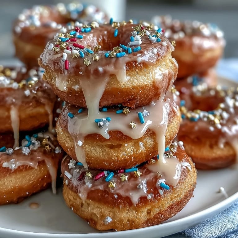 A stunning donut tower, glistening with colorful sprinkles, ready for a party.