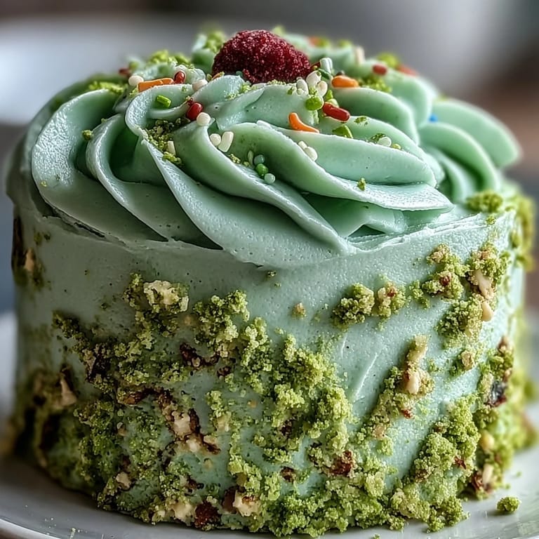 Delicious mini matcha birthday cake for brunch, boasting fluffy layers and a sweet vanilla finish.