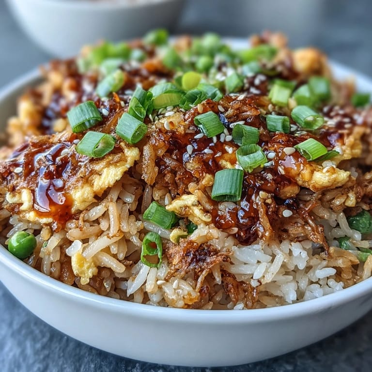 Spicy chili oil coats tender jasmine rice in this quick Asian-inspired fried rice dish.  