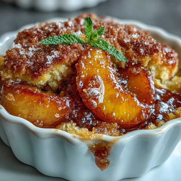 Delicious Peach Cobbler, a classic Southern dessert crowned with tender, buttery biscuits.