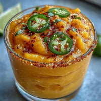 Vibrant Froy Spicy Mango Margarita Slushie with a zesty lime kick.